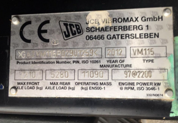 Каток грунтовой JCB Vibromax VM 115